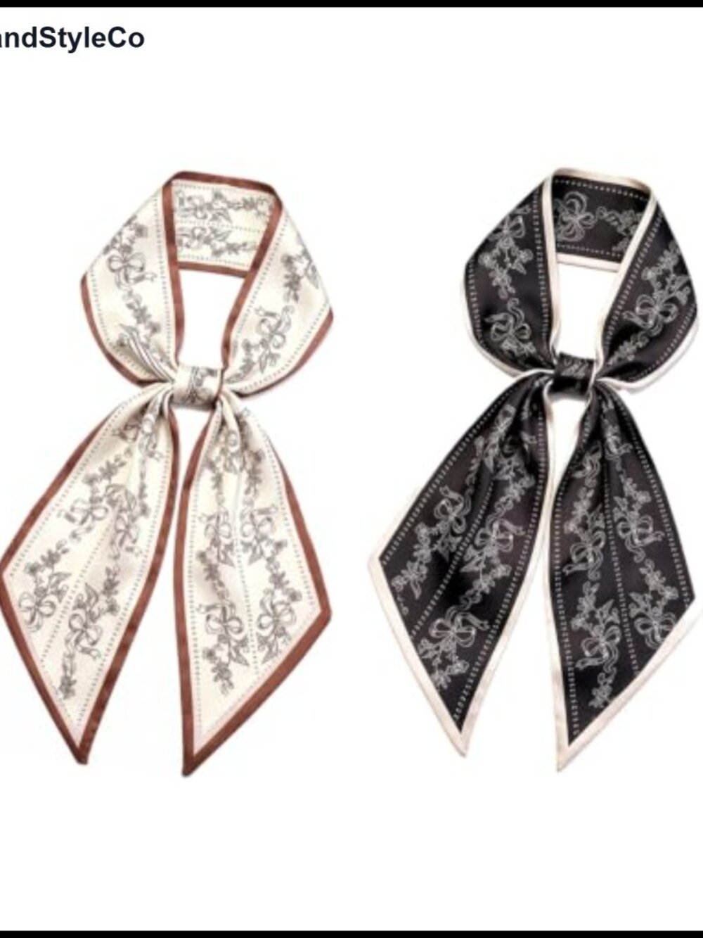 4 Pc Silky Satin Long Thin Scarf Set Hair Neck Handbag Wrap